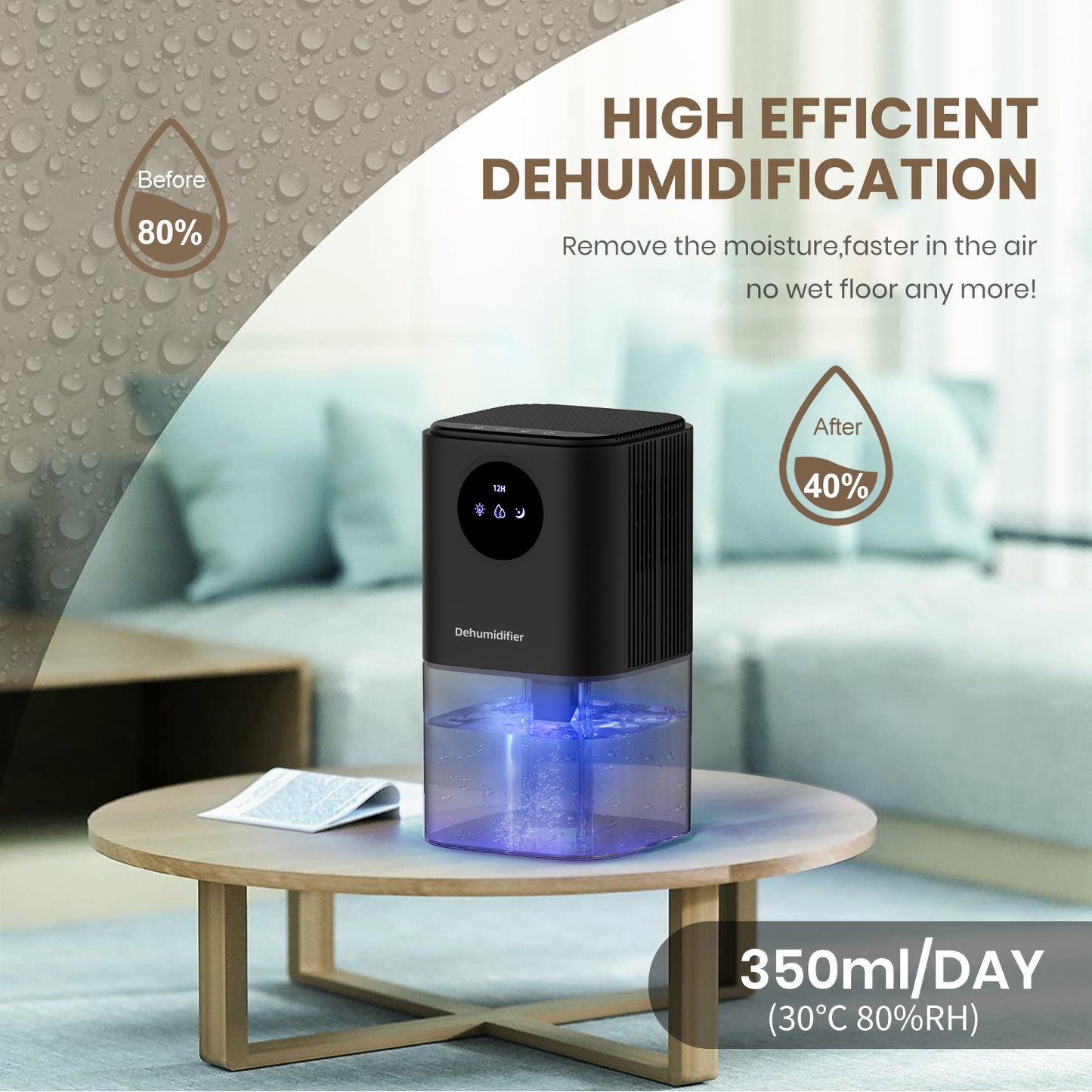 Black 1.4L Dehumidifier